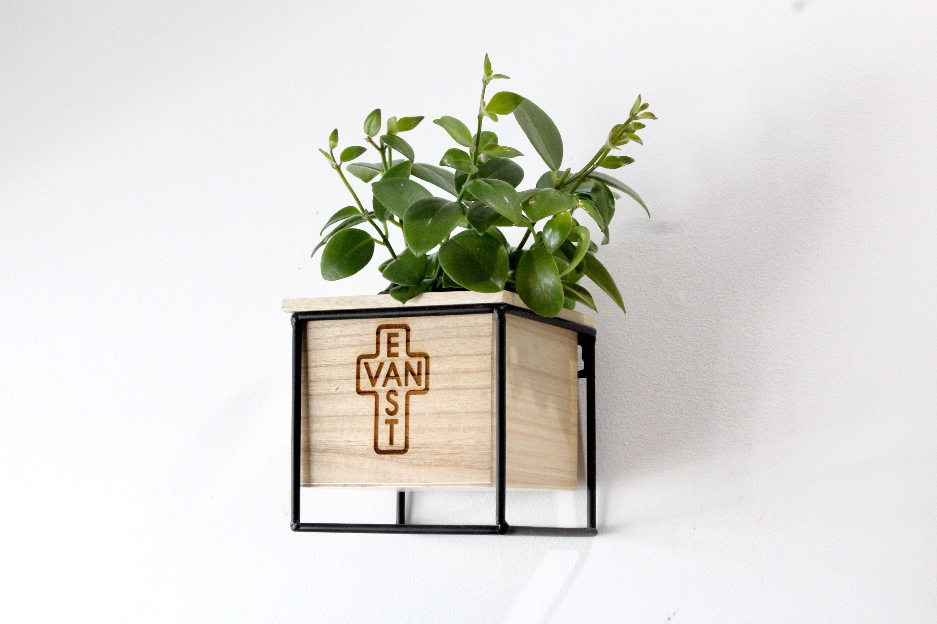 hanging wood planter box Personalized Engraved Wall Hanging Custom Wood Planter– YouConcreteMe