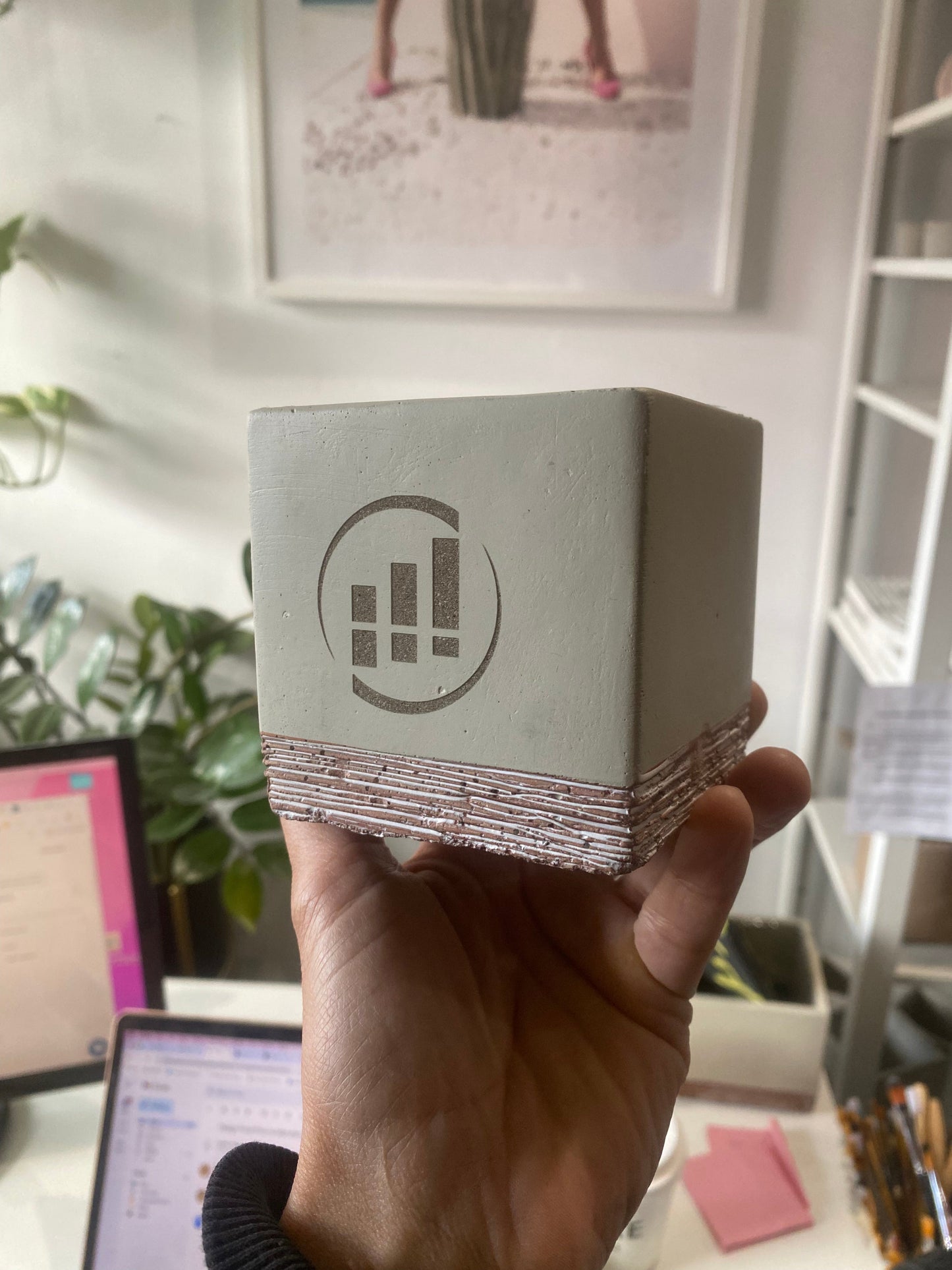 3" Concrete & Terracotta Cube Planter Pot