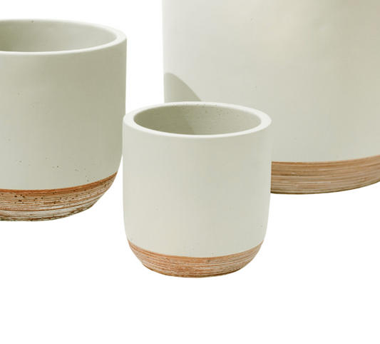 3" Concrete & Terracotta Rounded Cylinder Planter Pot