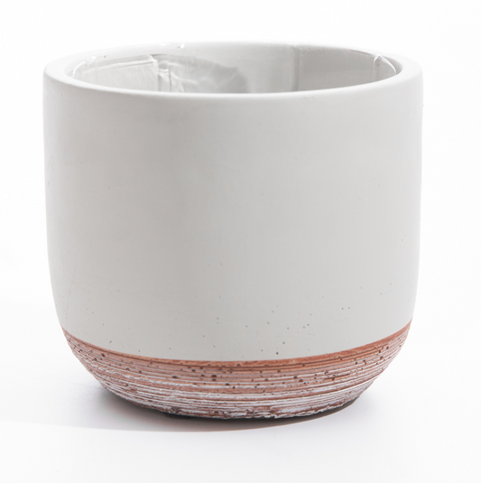 5" Concrete & Terracotta Rounded Cylinder Planter Pot