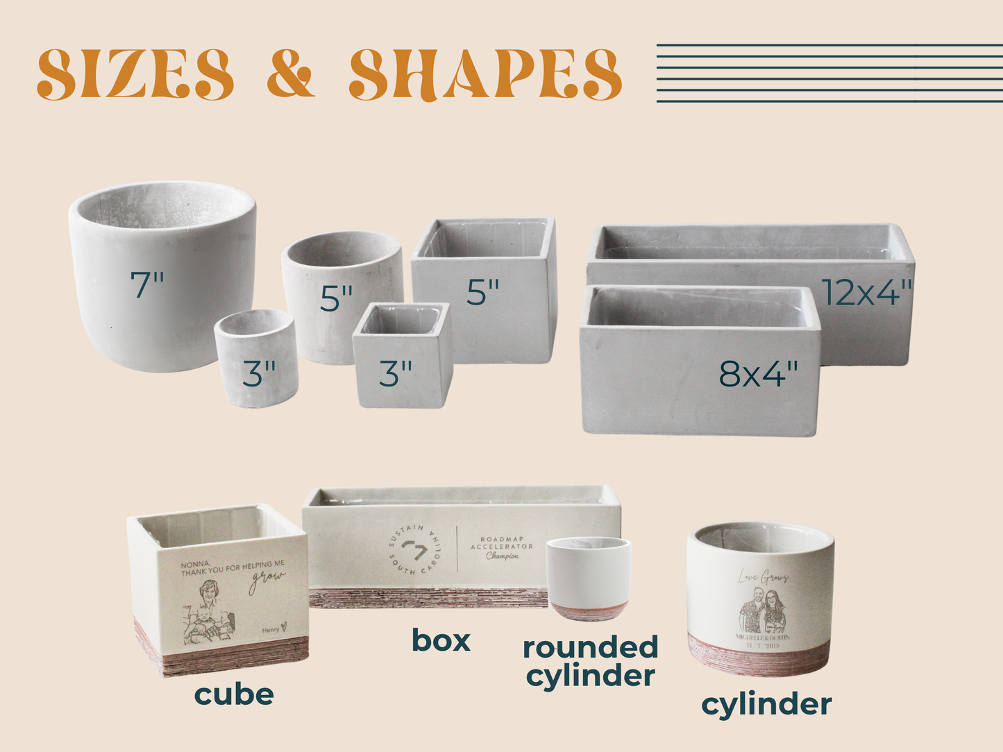 5" Concrete Rounded Cylinder Planter Pot