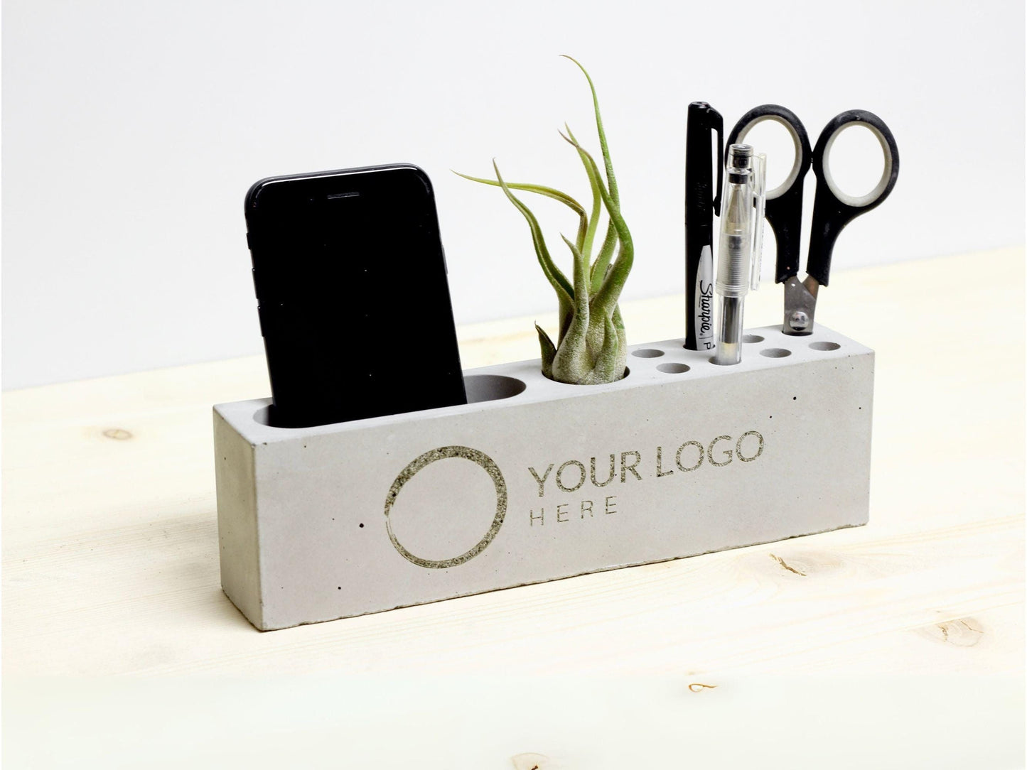 Personalized Concrete Desk Organizer, Custom Engraved Cement Docking Station, Custom Gift for Dad, Phone Stand, Personalized Gift for Men