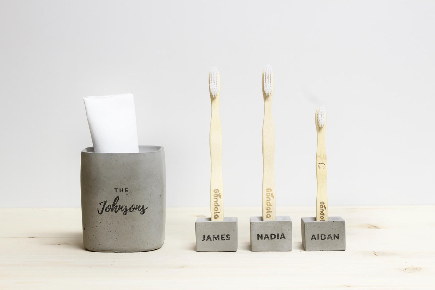 Personalized Toothbrush Holder, Custom Bathroom Concrete Set