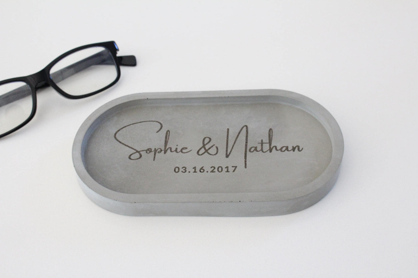 Personalized Engraving Concrete Decorative Oval Tray Jewelry Dish