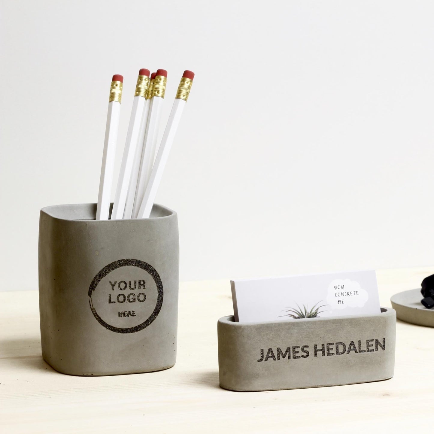 Personalized Pen Holder for Desk, Concrete Pencil Holder, Custom Stationery