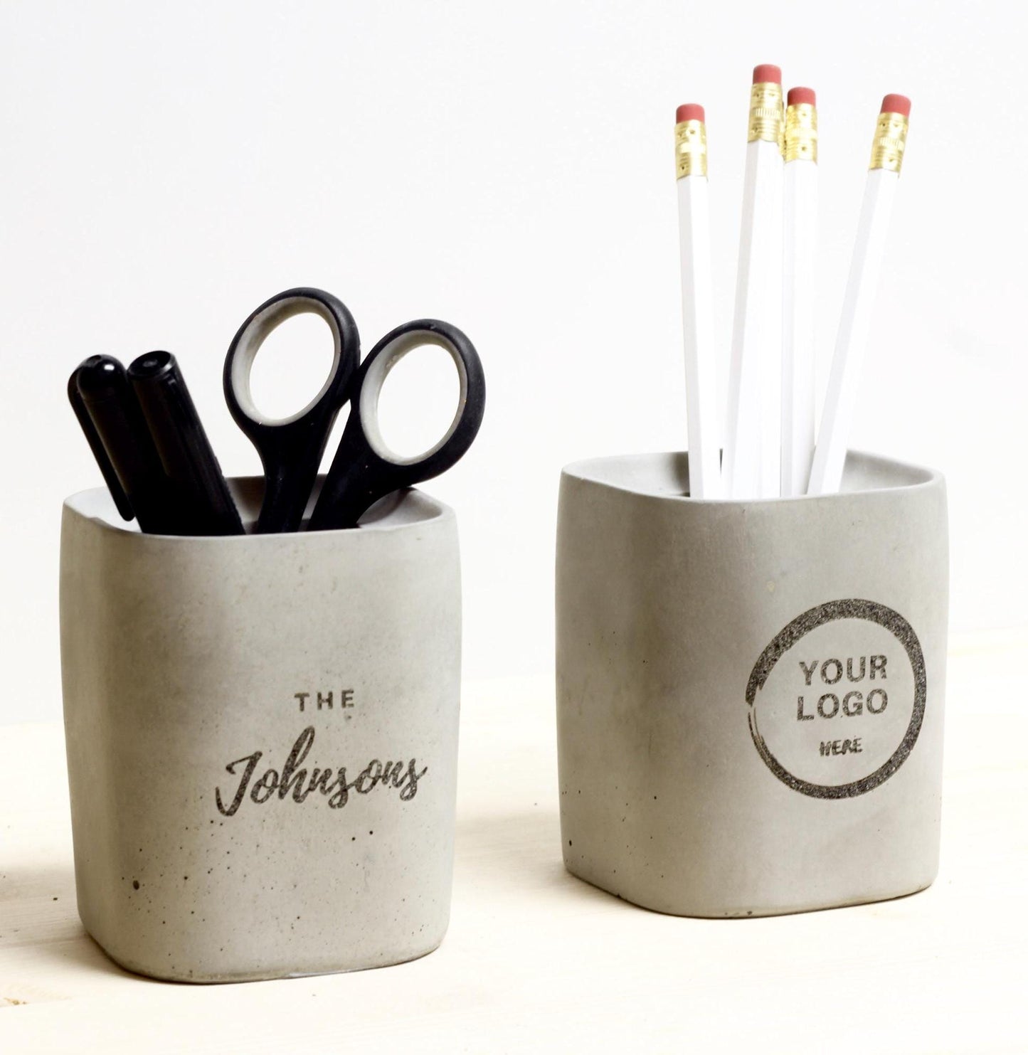 Personalized Pen Holder for Desk, Concrete Pencil Holder, Custom Stationery