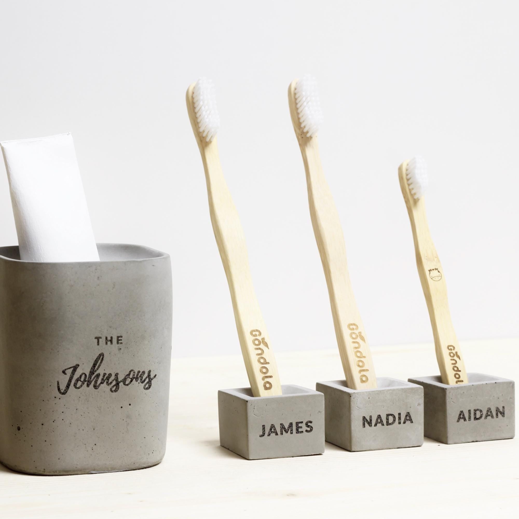 Personalized Toothbrush Holder, Custom Bathroom Concrete Set